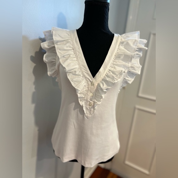 Veronica Beard Adrianna Top White Pima cotton ❤️‍🔥Med - Picture 11 of 16